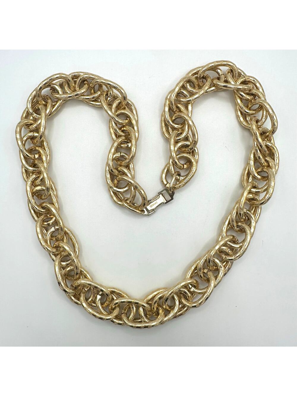 Germany signed vintage gold tone chunky twisted chain statement 24” necklace